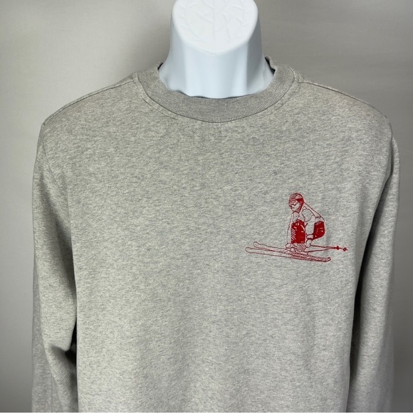 𝅺bonobos Men’s Slim Crewneck Embroidered Skiing Intarsia Fleece Size Large - Picture 3 of 11